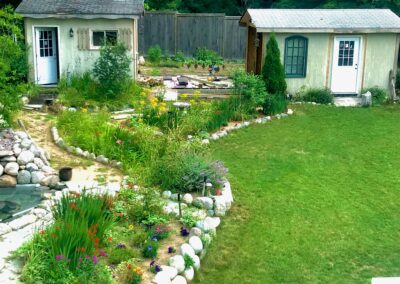 A closer look at the landscaping design around the houses